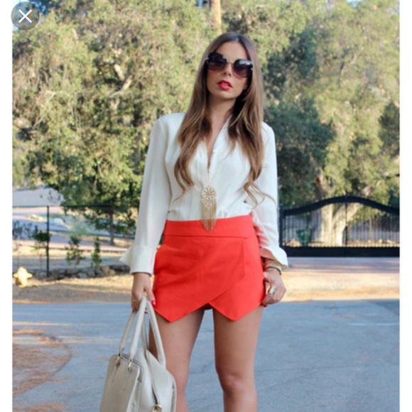 Zara Pants - Zara orange asymmetrical skort
